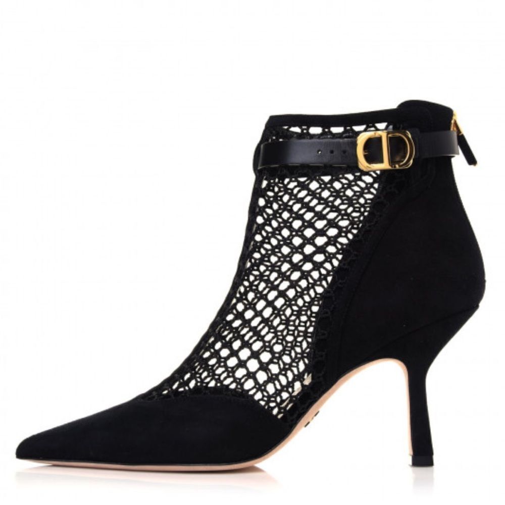 Dior “Dior-I” Suede and Mesh Booties Ankle Boots Black Size 7